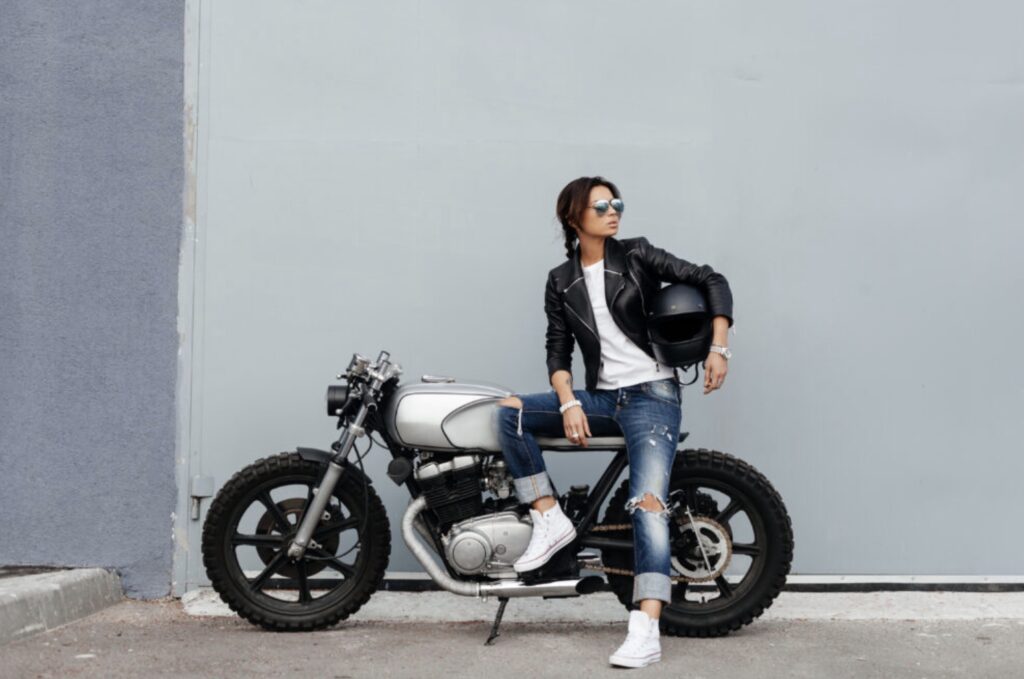 motorbike with brave girl